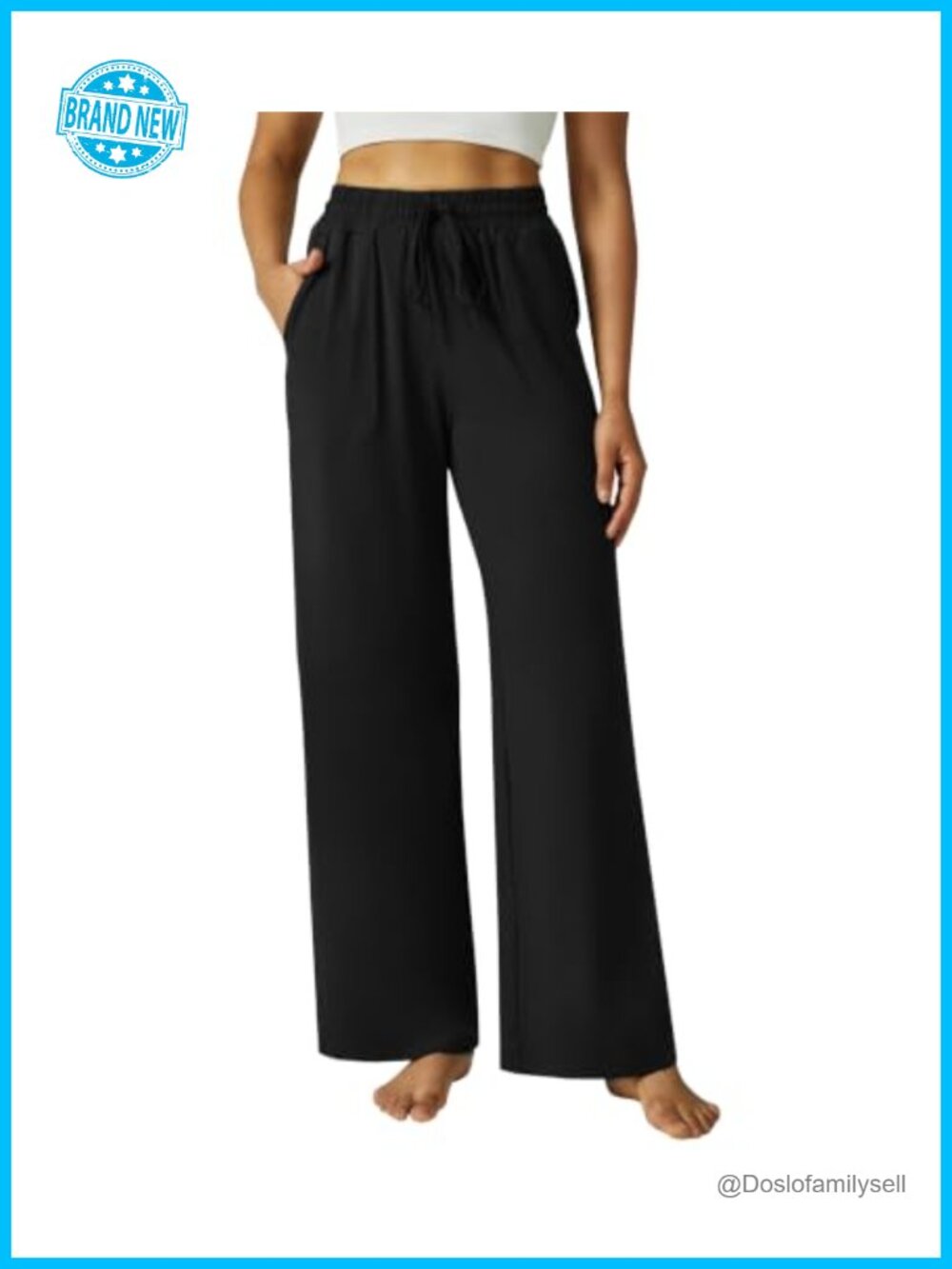 Wide Leg Drawstring Pajama Sweatpants Cotton Spandex High Waist Lounge